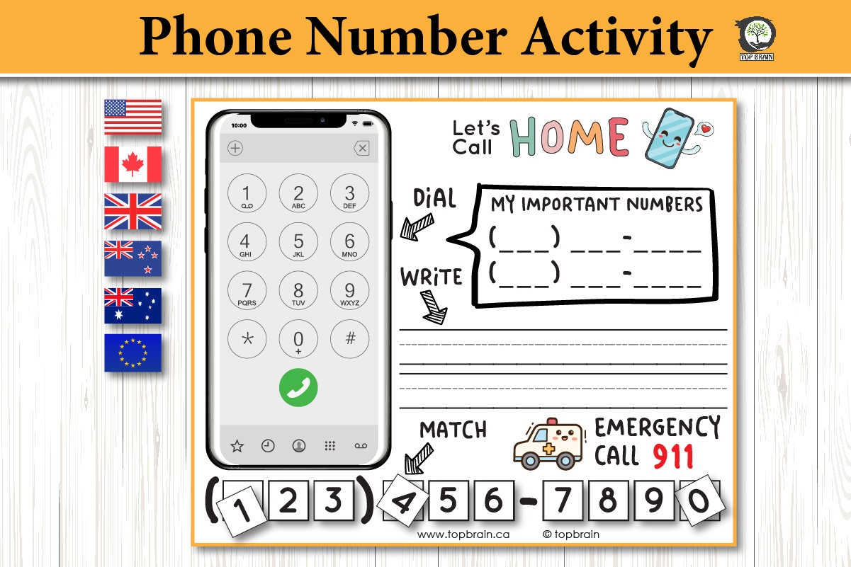 Kids Phone Number Practice Printable Kids Life Skills Activity 