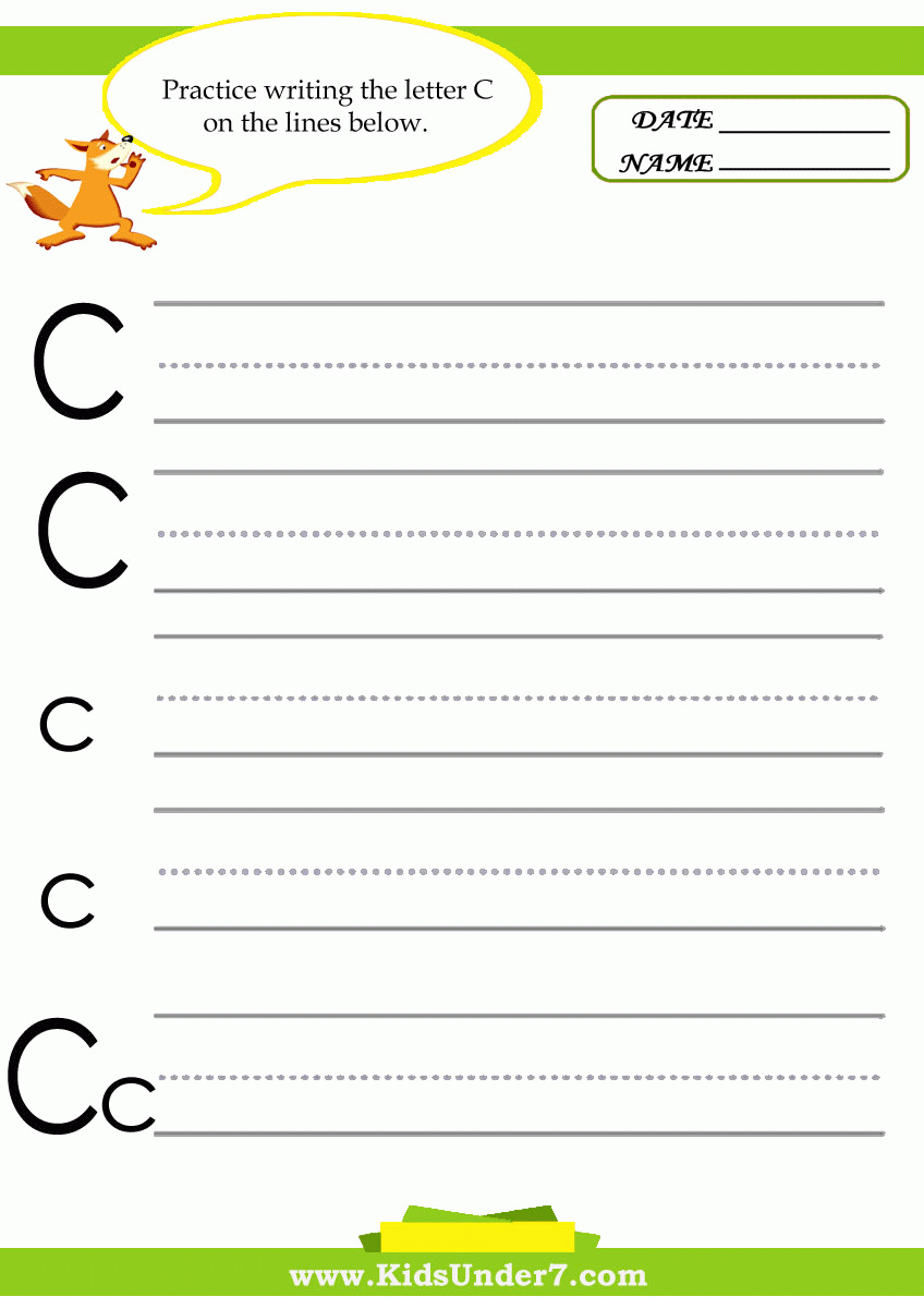 Kids Under 7 Letter C Practice Writing Worksheet Kids Under 7 Letter C Practice Writing Worksheet