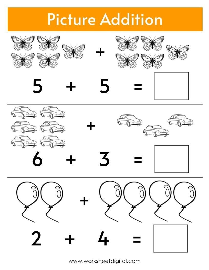 Free Addition Worksheet For Kindergarten Free Addition Worksheet For Kindergarten