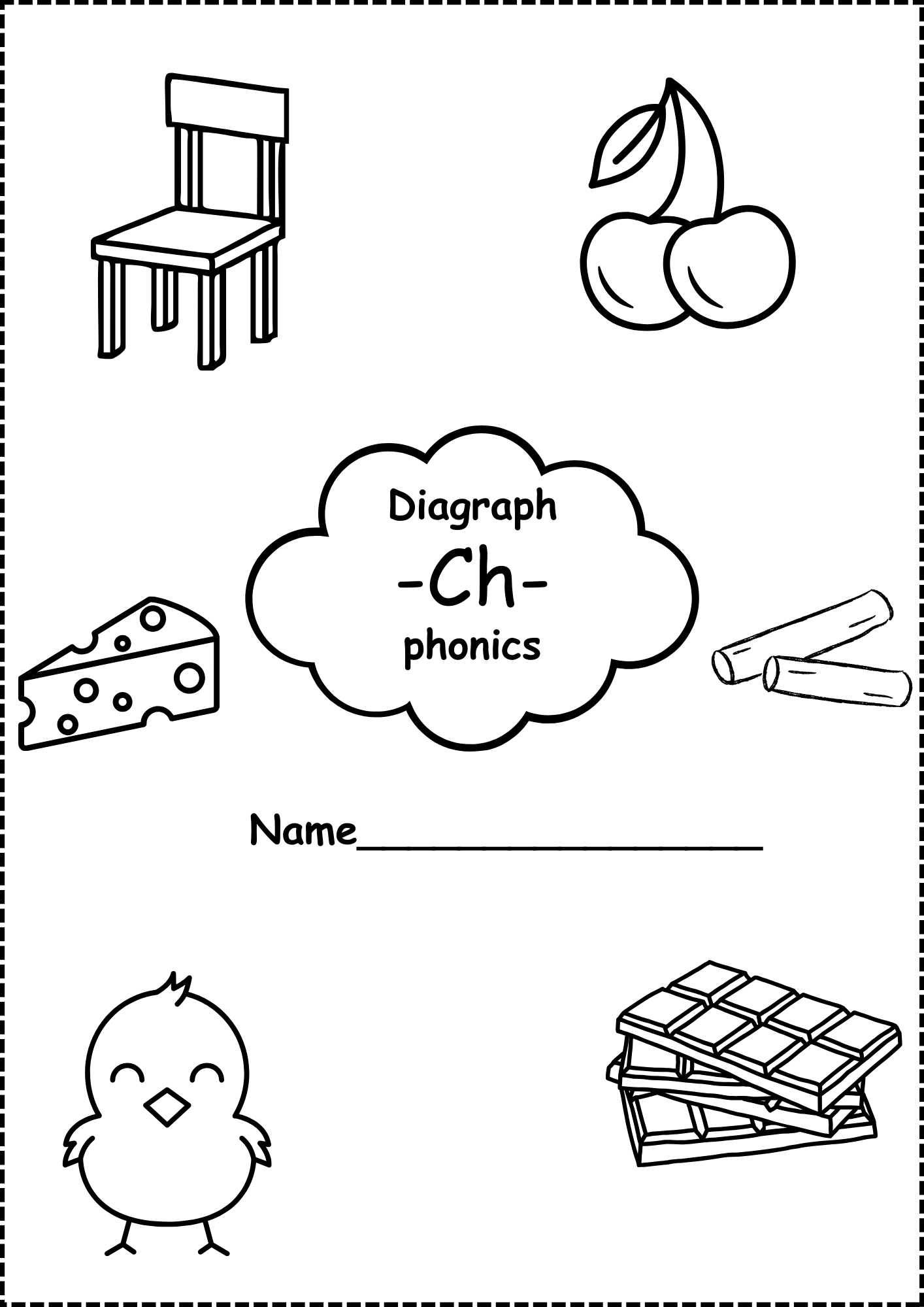 Kindergarten ch Words phonics No Prep Worksheets Summer Pack Diagraphs 15 Pages 