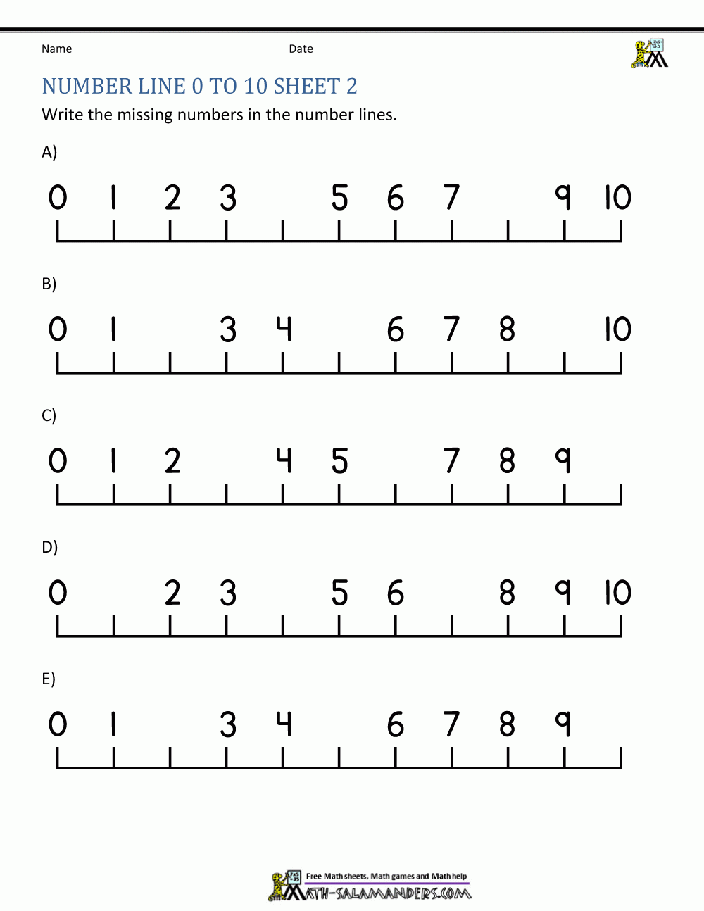 Kindergarten Math Number Worksheets