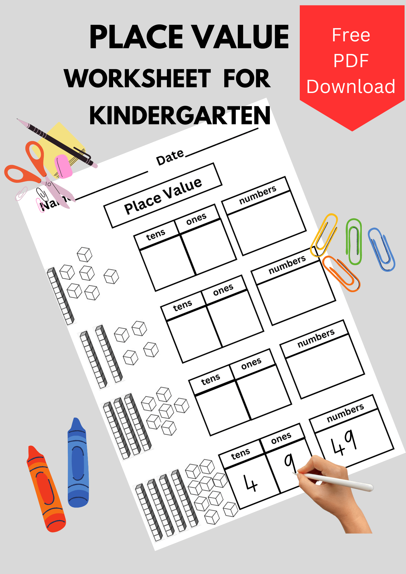 Kindergarten Place Value Worksheet Free Download
