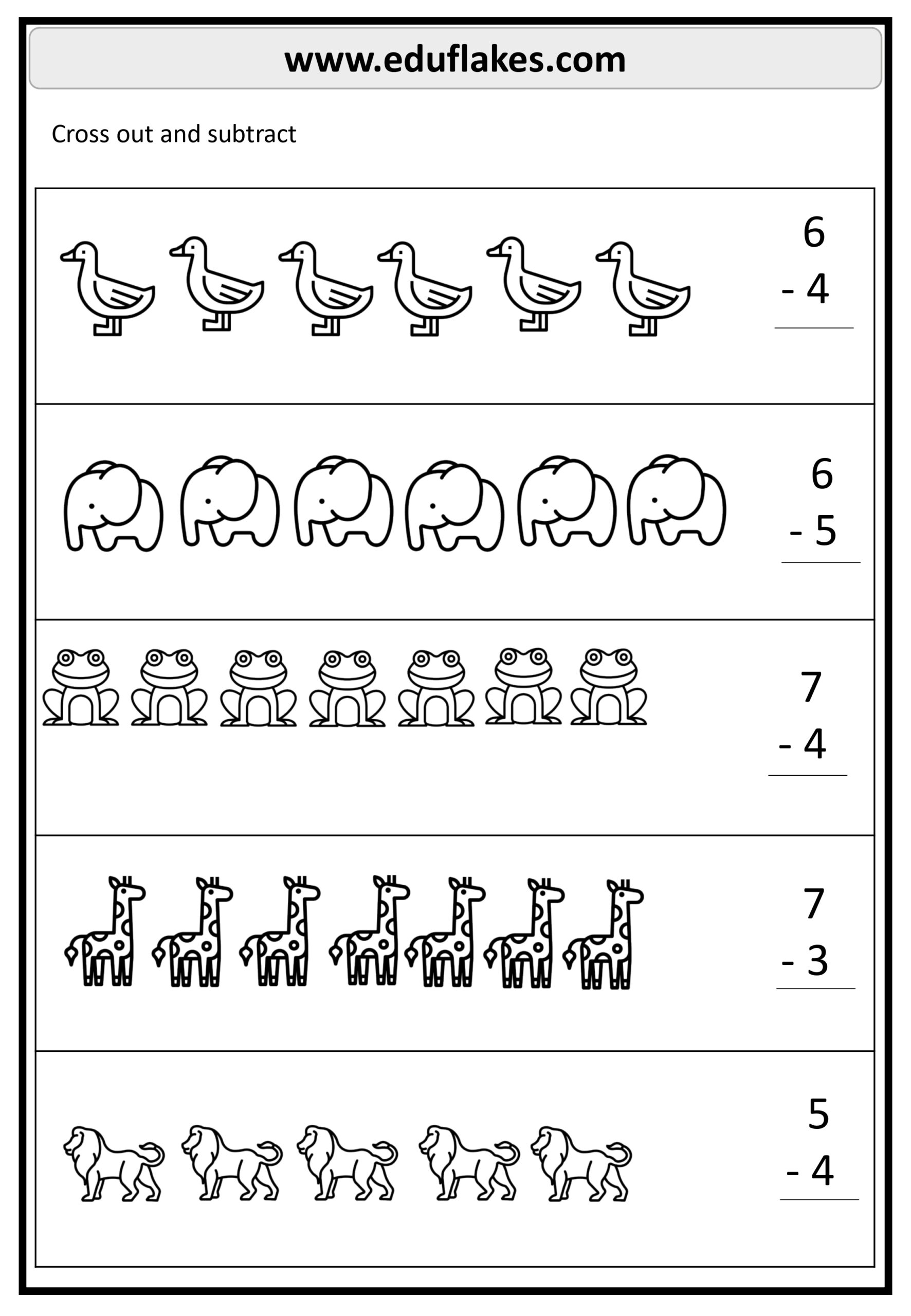 Free Kindergarten Worksheets Subtraction