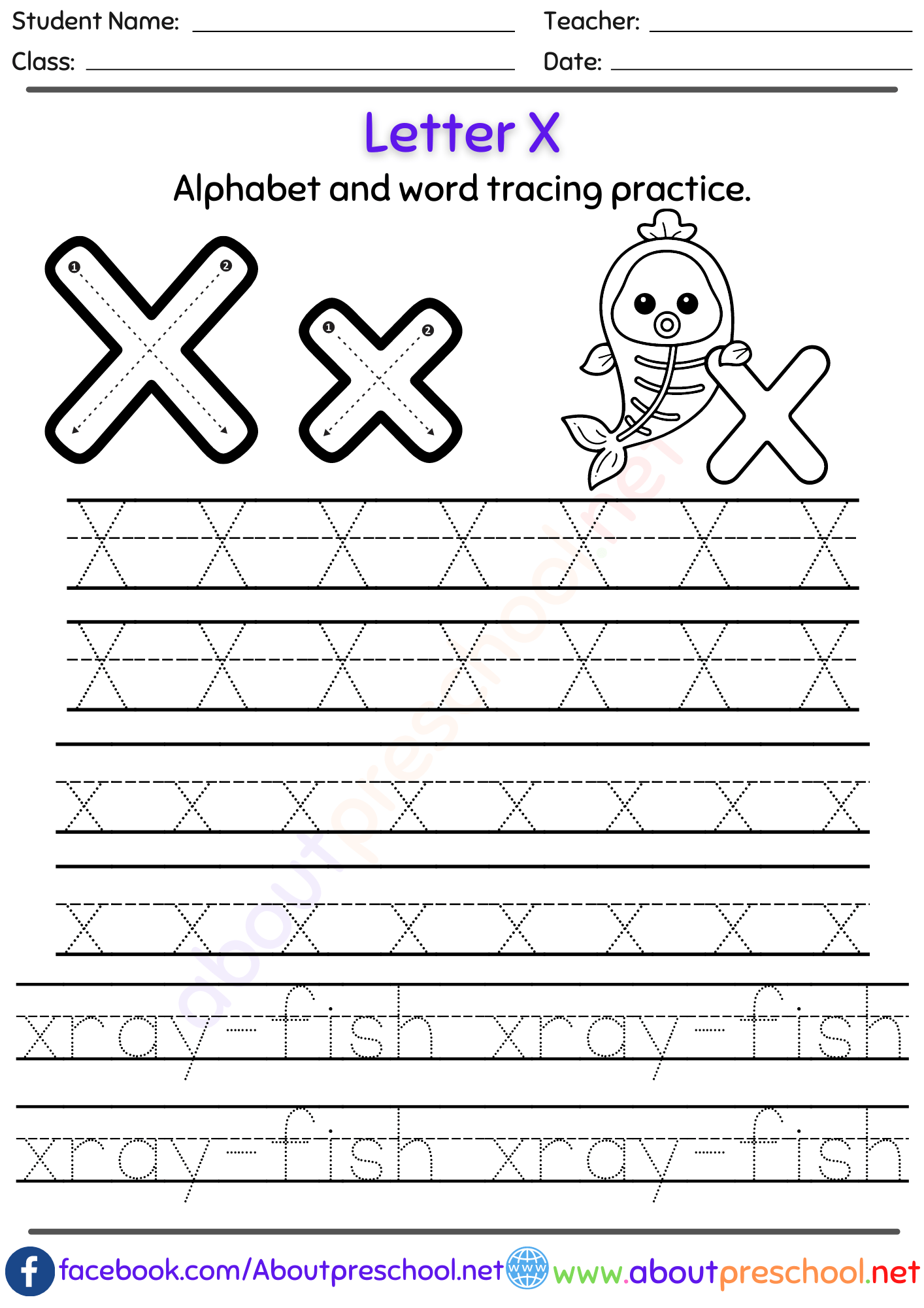 Kindergarten Tracing Alphabet Worksheets