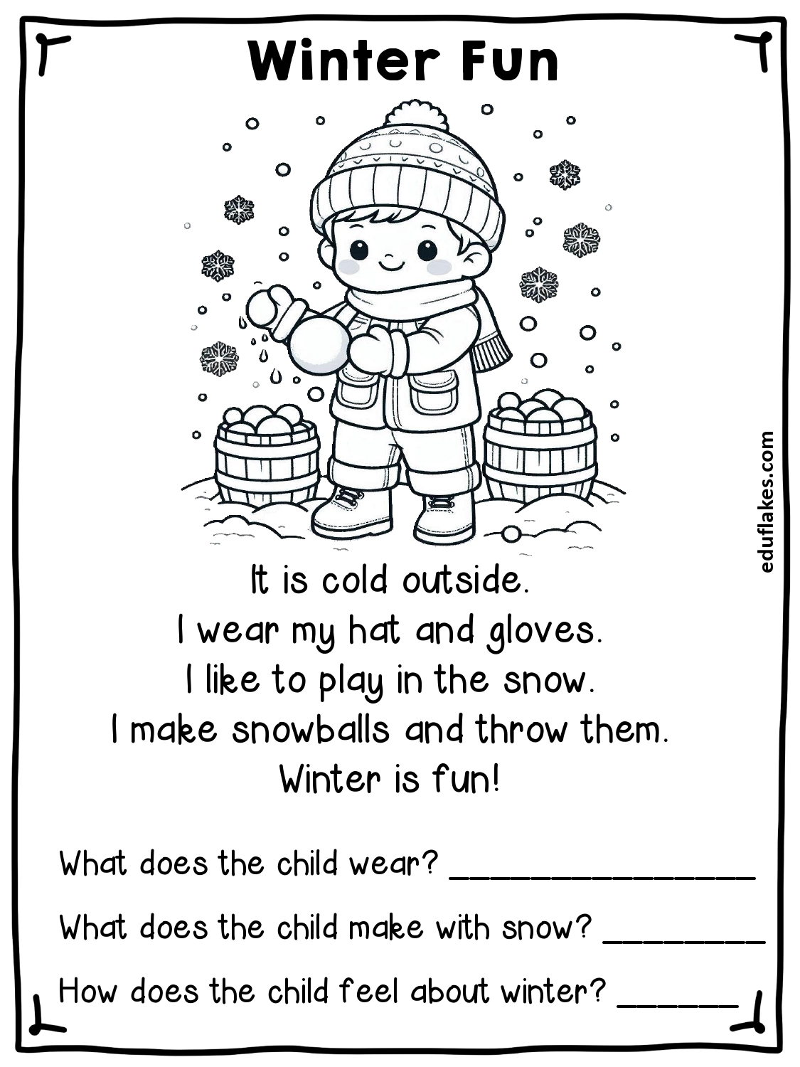 Winter Reading Comprehension Worksheets Free Winter Reading Comprehension Worksheets Free