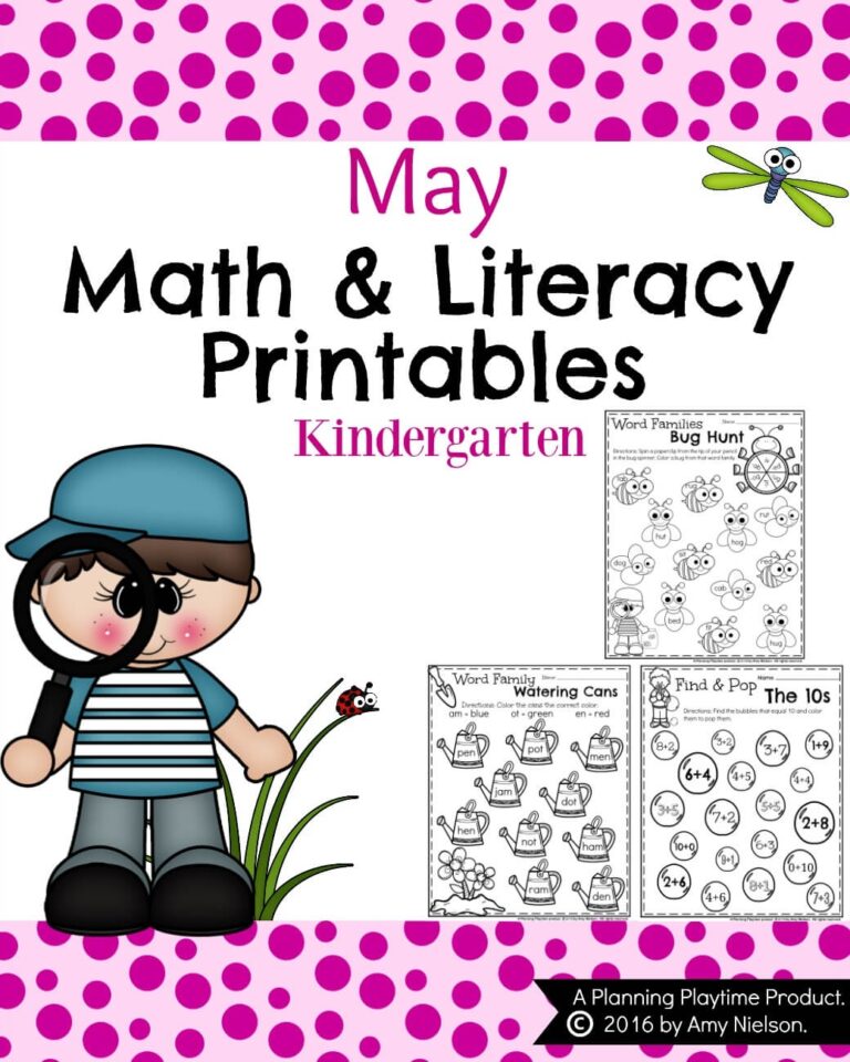 Kindergarten Worksheets For May Planning Playtime