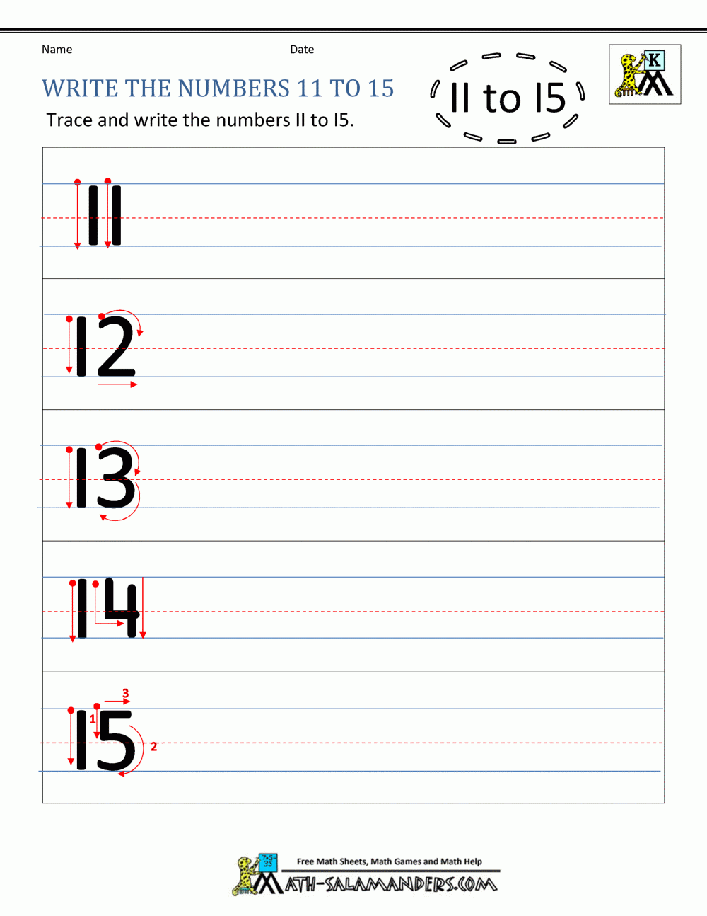 Free Printable Numbers 11 20 Worksheets