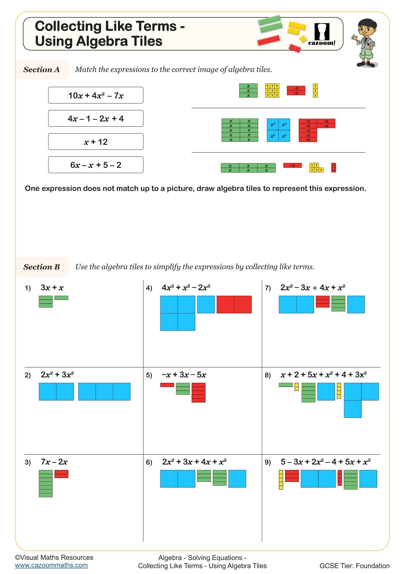 KS3 And KS4 Algebra Tiles Worksheets Engaging Models And Manipulatives For Maths Mastery KS3 And KS4 Algebra Tiles Worksheets Engaging Models And Manipulatives For Maths Mastery