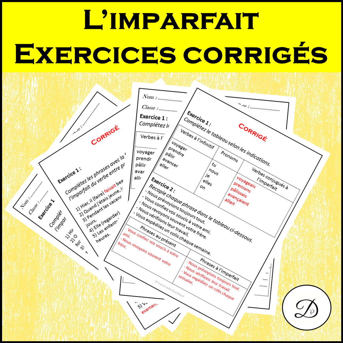 French Imparfait Printable Worksheets