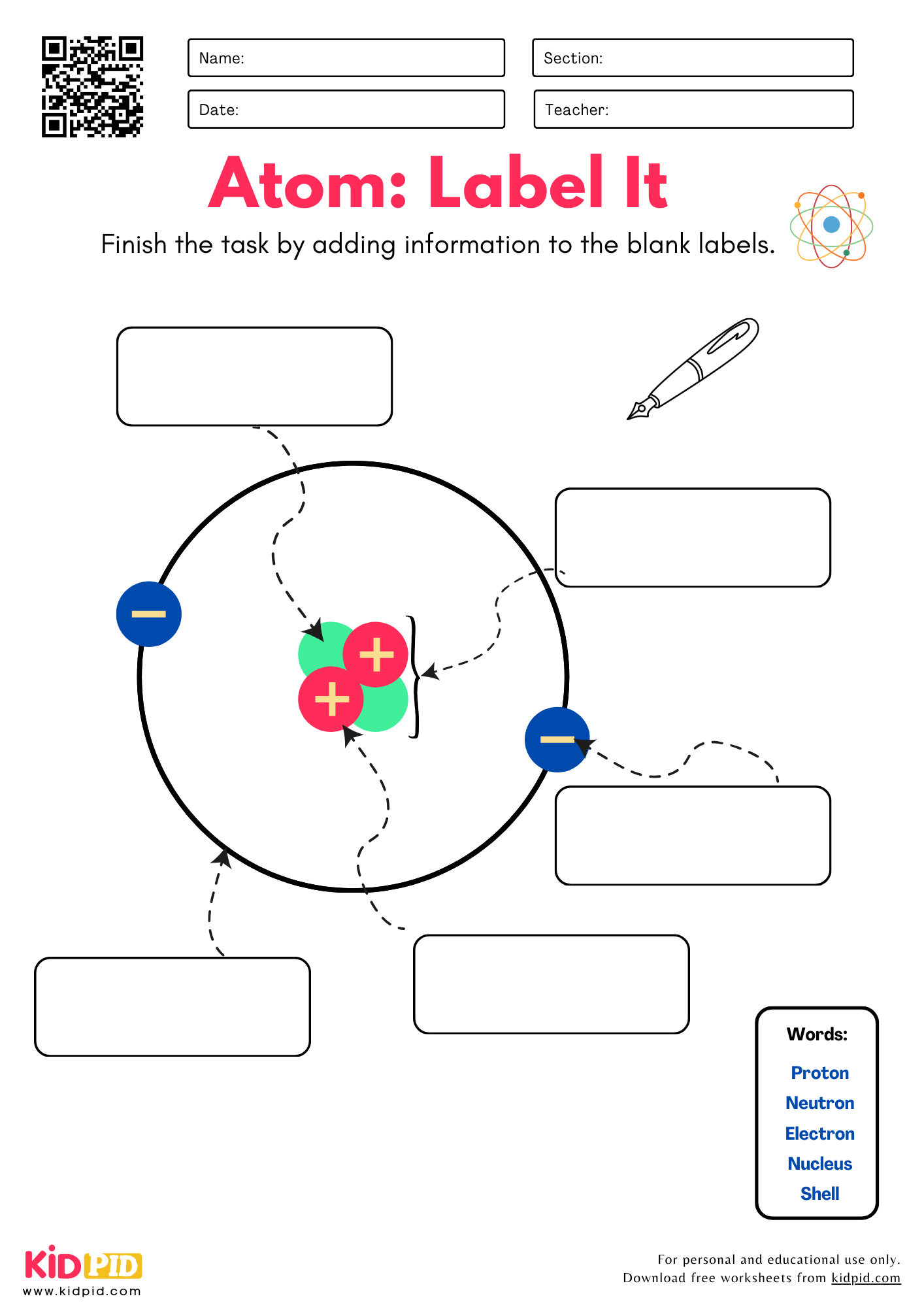 Shells Of An Atom Worksheet Printable Shells Of An Atom Worksheet Printable