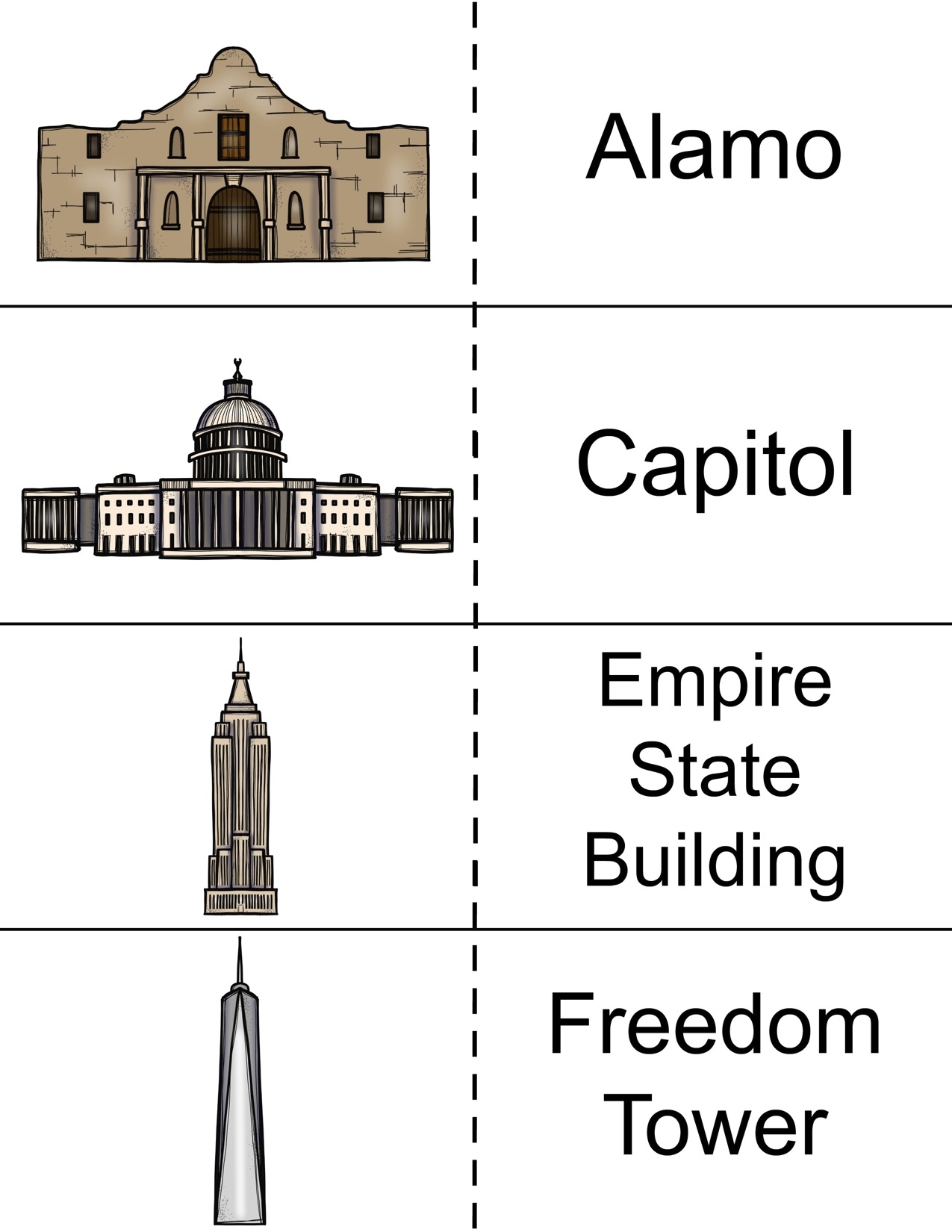 Landmarks Of The United States Matching Activity The Activity Mom