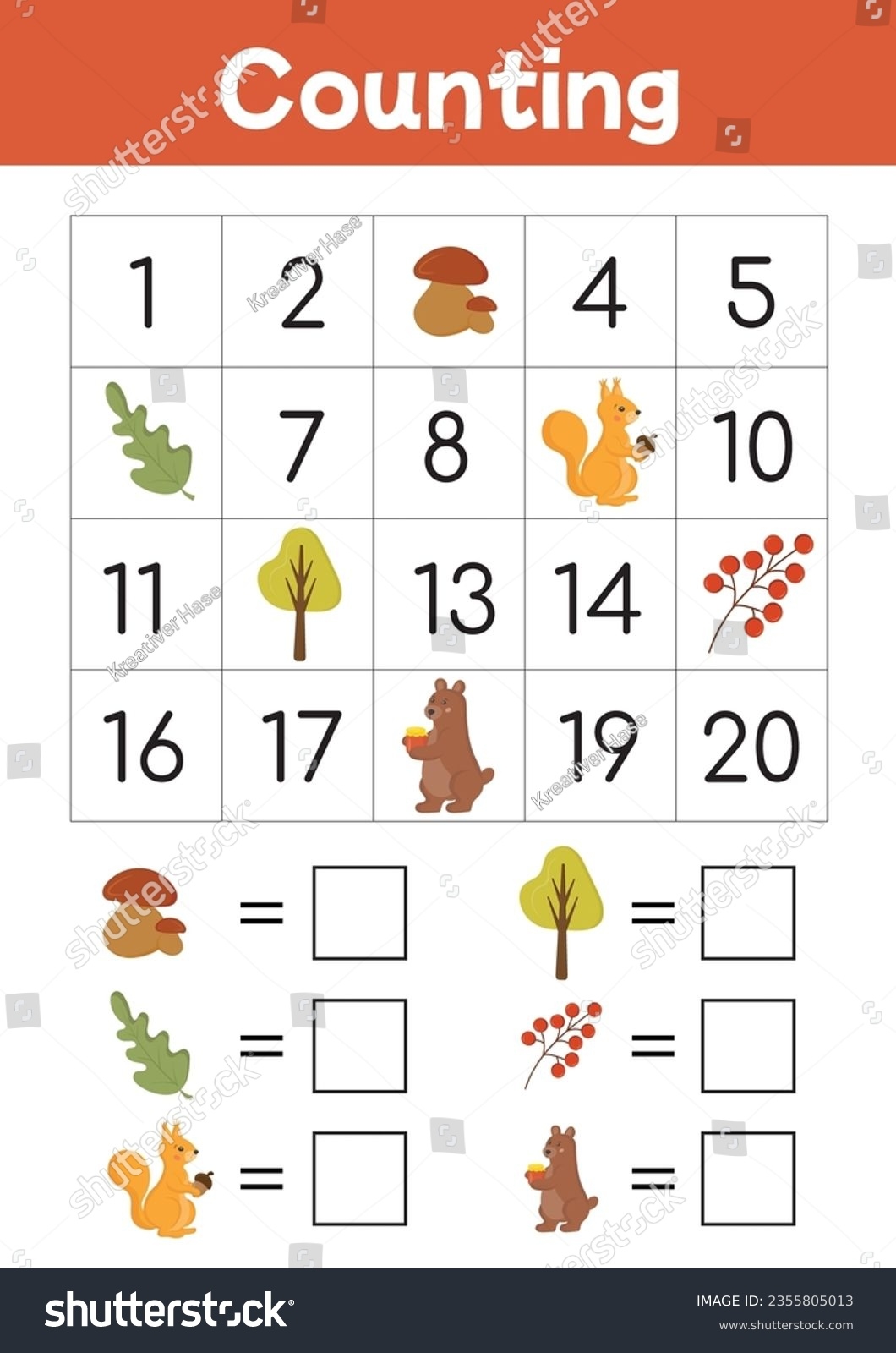 Learning Mathematic Printable Worksheets Math Counting Stock Vector Royalty Free 2355805013 Shutterstock