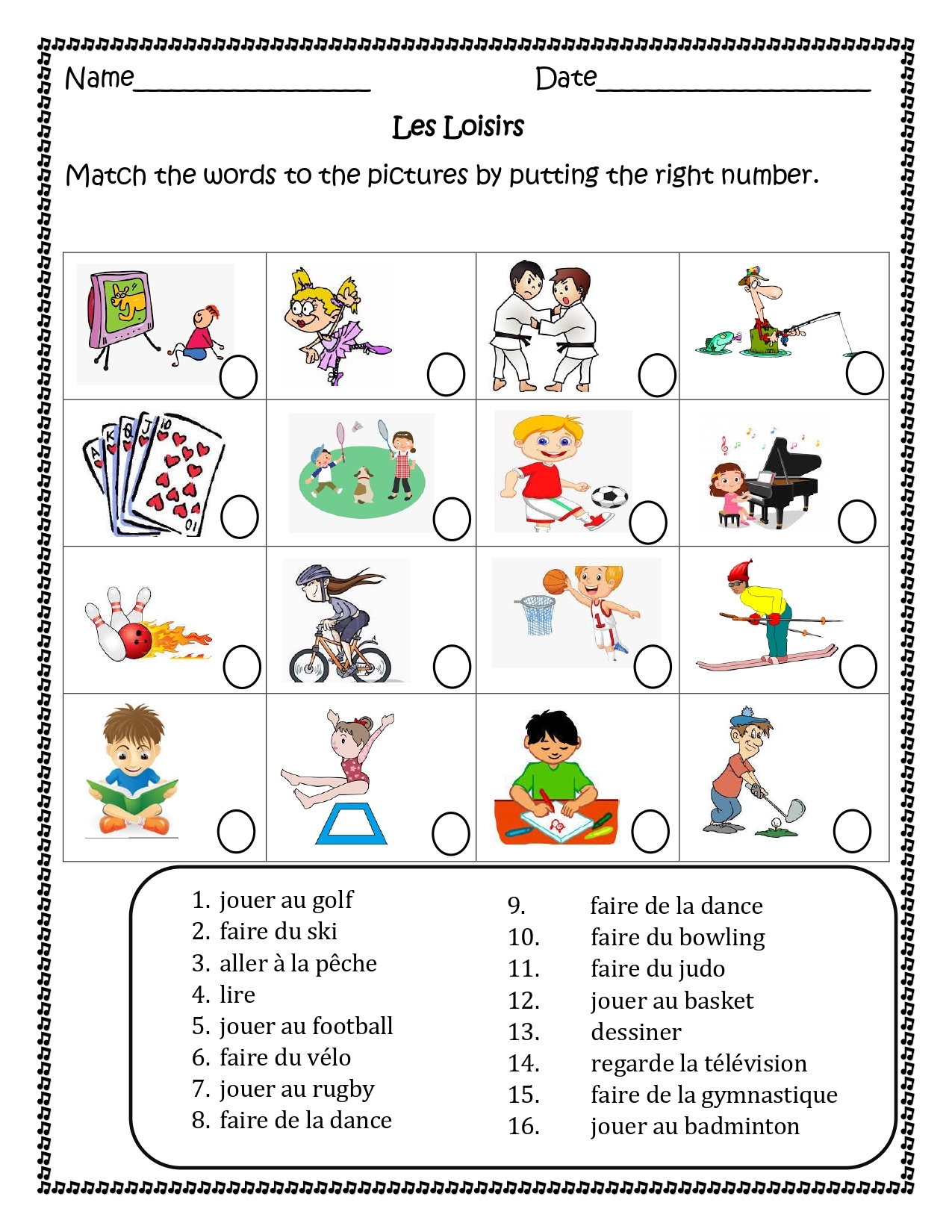 Free French Printable Worksheets