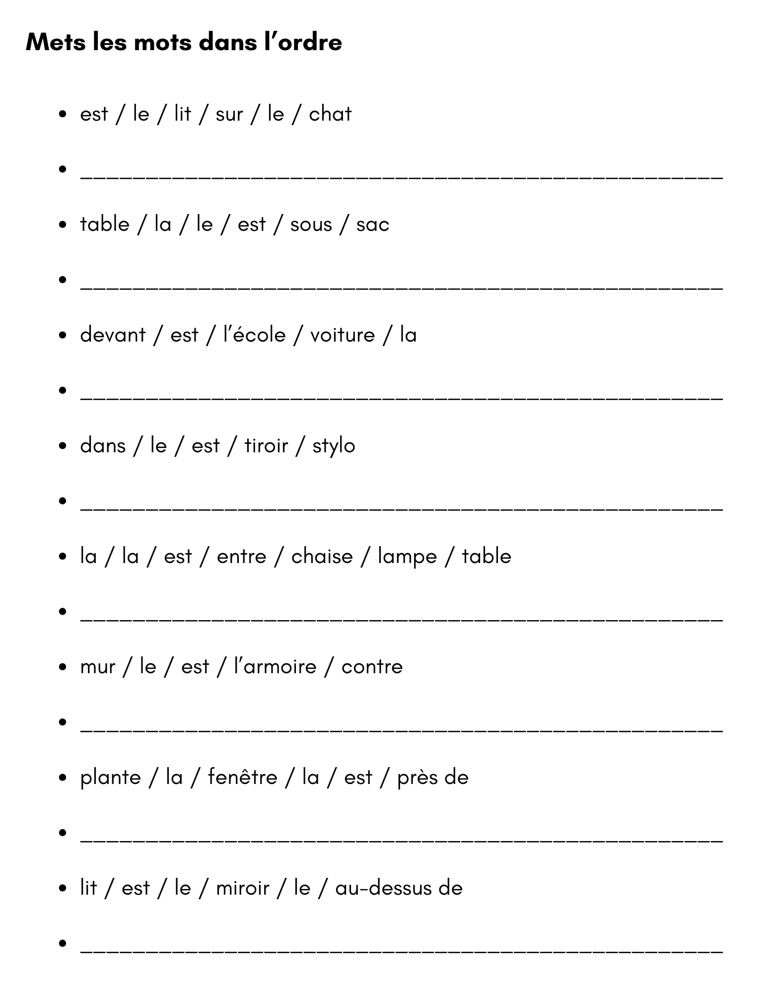 Les Prepositions De Lieu In French Exercises Made By Teachers