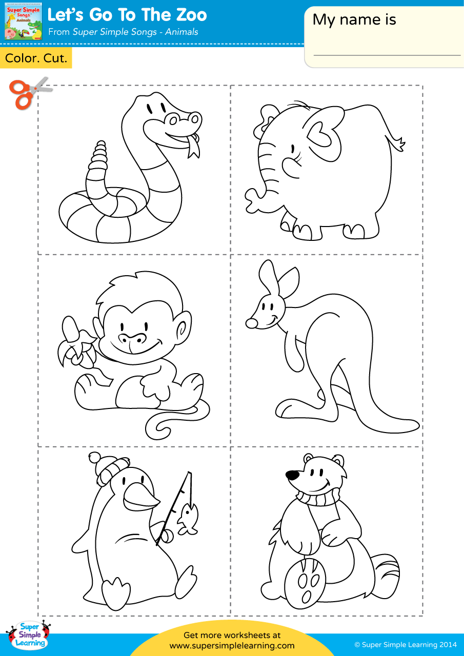 Let s Go To The Zoo Worksheet Color Cut U0026 Paste Super Simple