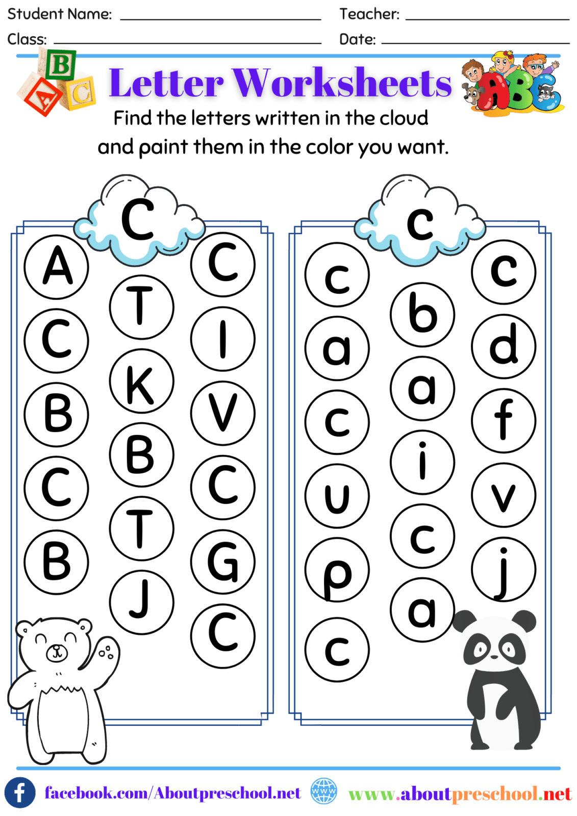 Free Letter C Worksheets For Kindergarten