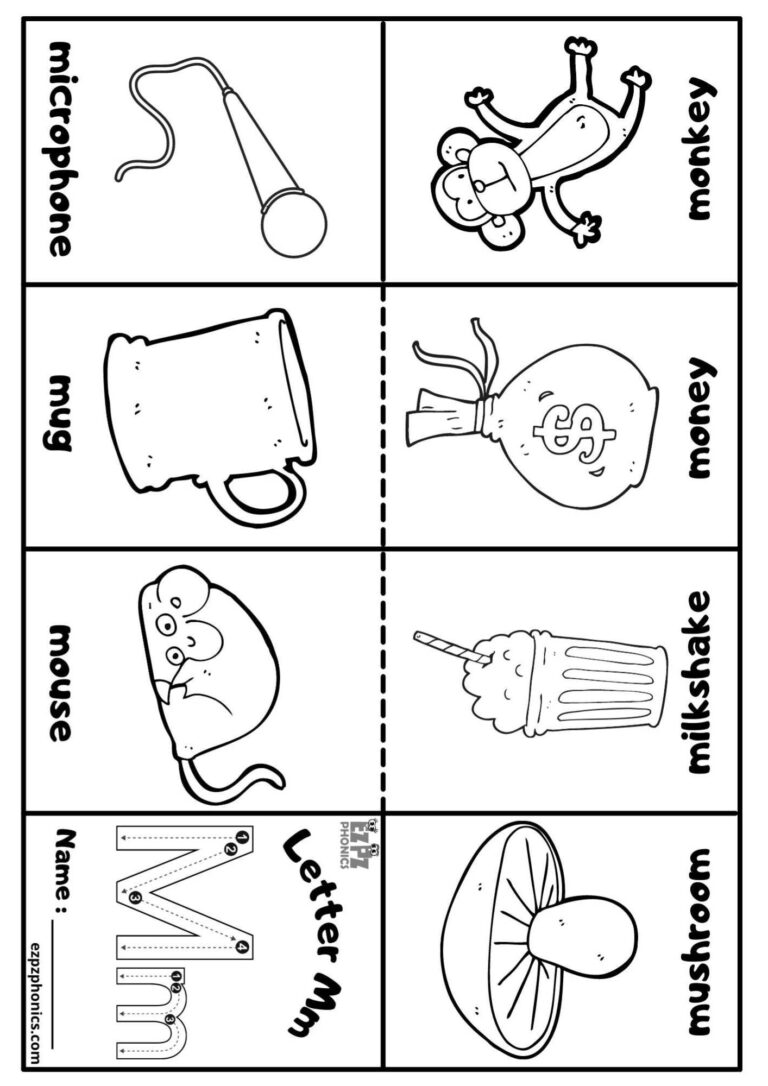 Letter M Mini Coloring Book Free Printable PDF Ezpzphonics