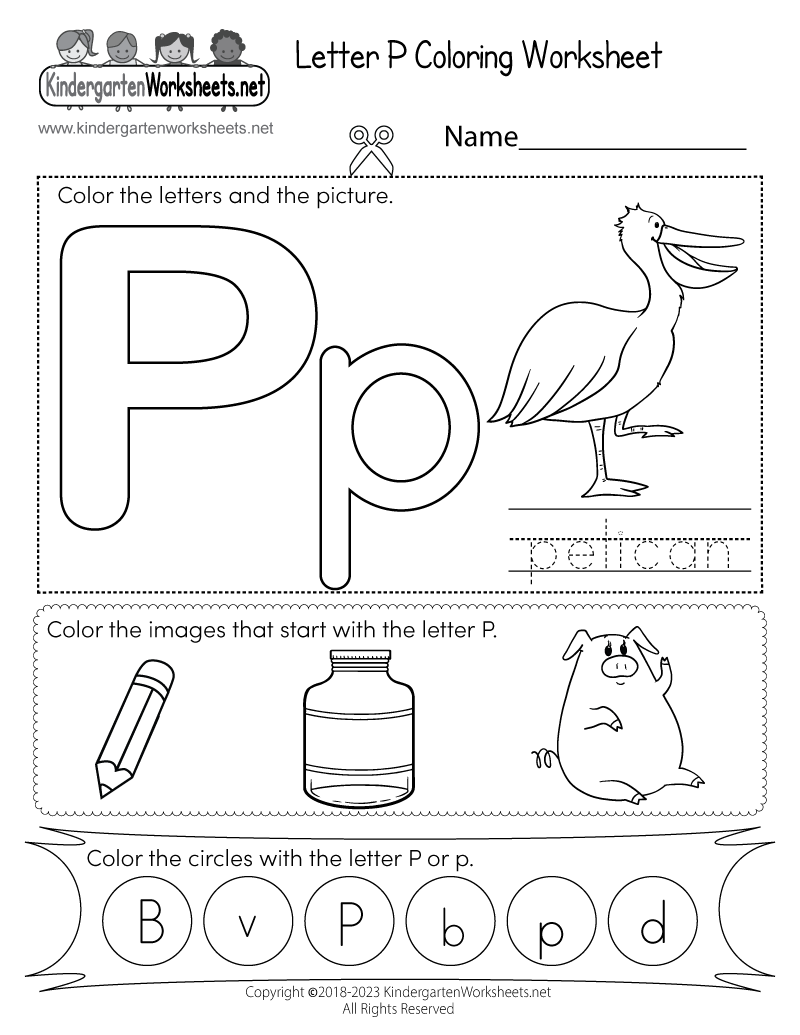 Letter P Coloring Worksheet Free Printable Digital PDF