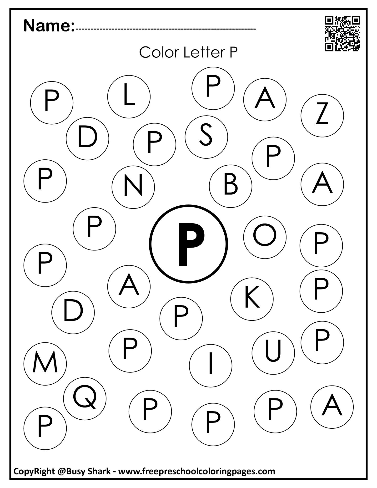 Free Printable Letter P Worksheet
