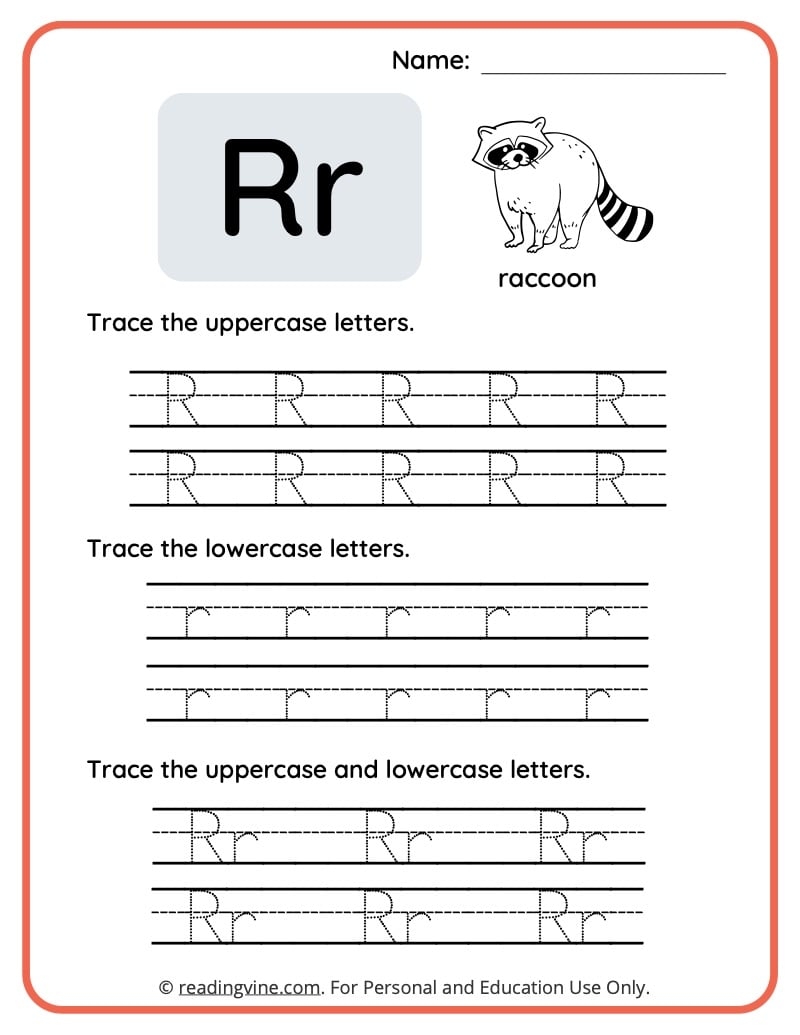 Free Kindergarten Worksheets Letter R