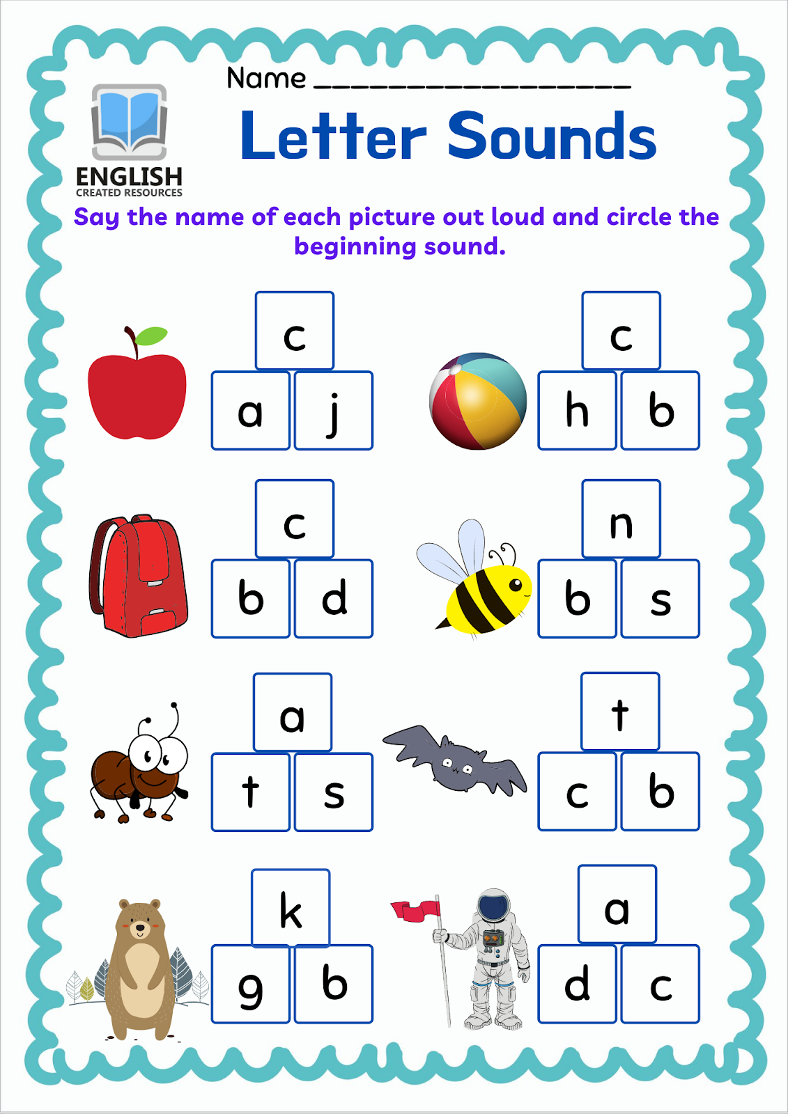 Letter Sounds Worksheets English Created Resources Letter Sounds Worksheets English Created Resources