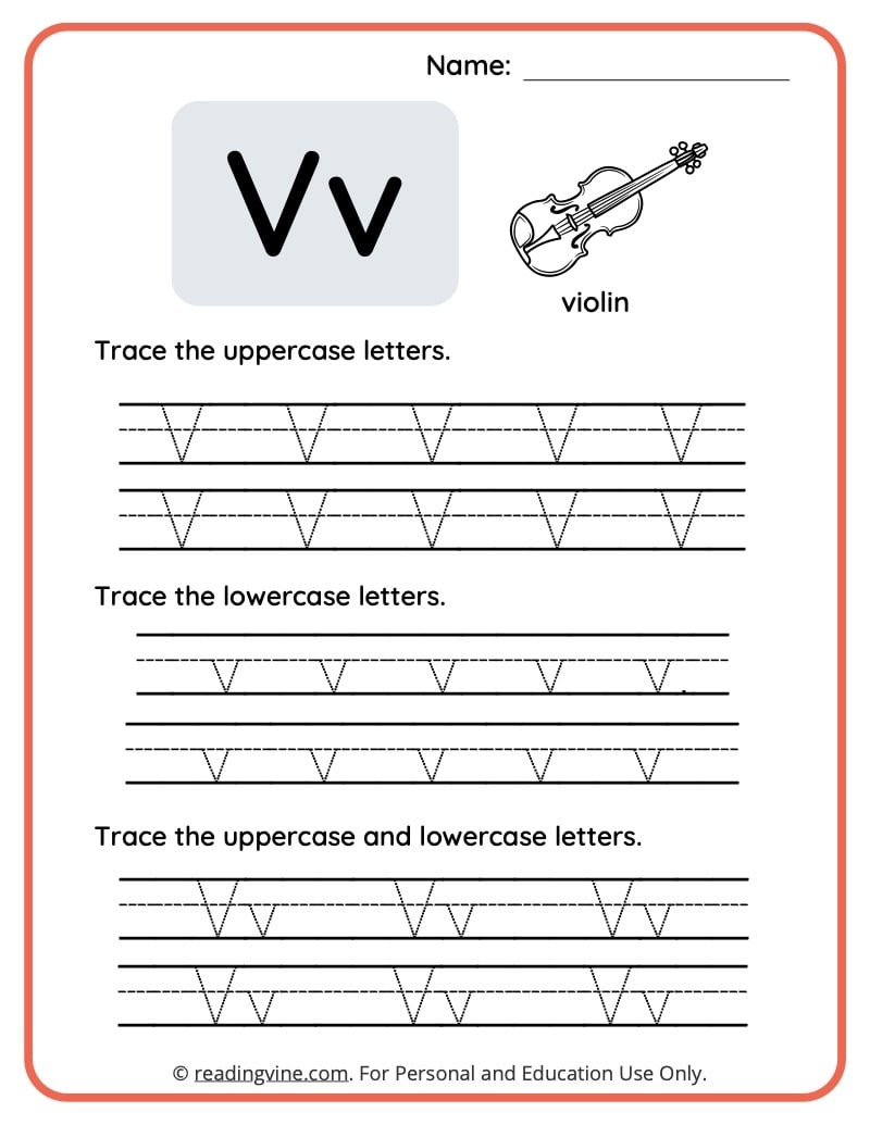 Alphabet V Worksheet Alphabet V Worksheet
