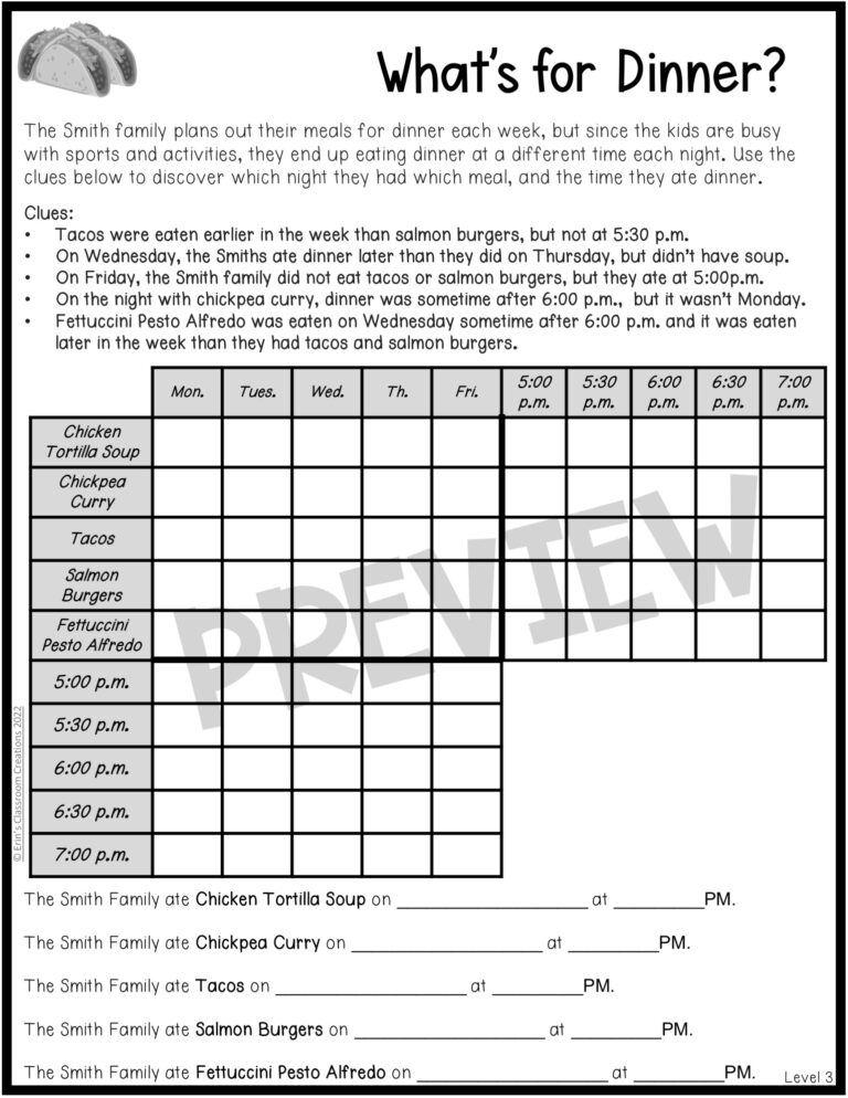 Level 3 Logic Puzzles Made By Teachers