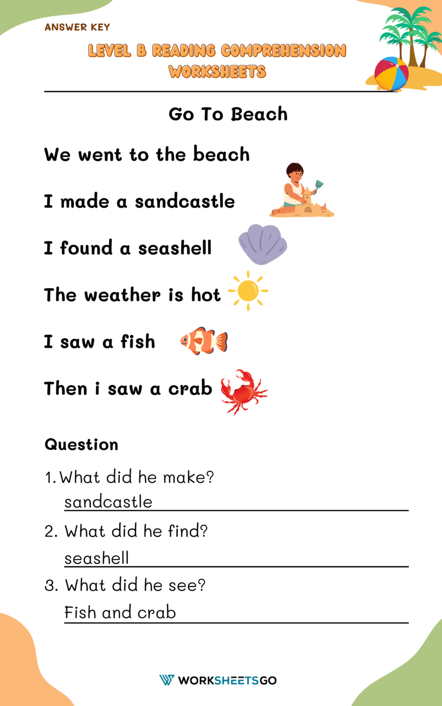 Level B Reading Comprehension Worksheets WorksheetsGO Level B Reading Comprehension Worksheets WorksheetsGO