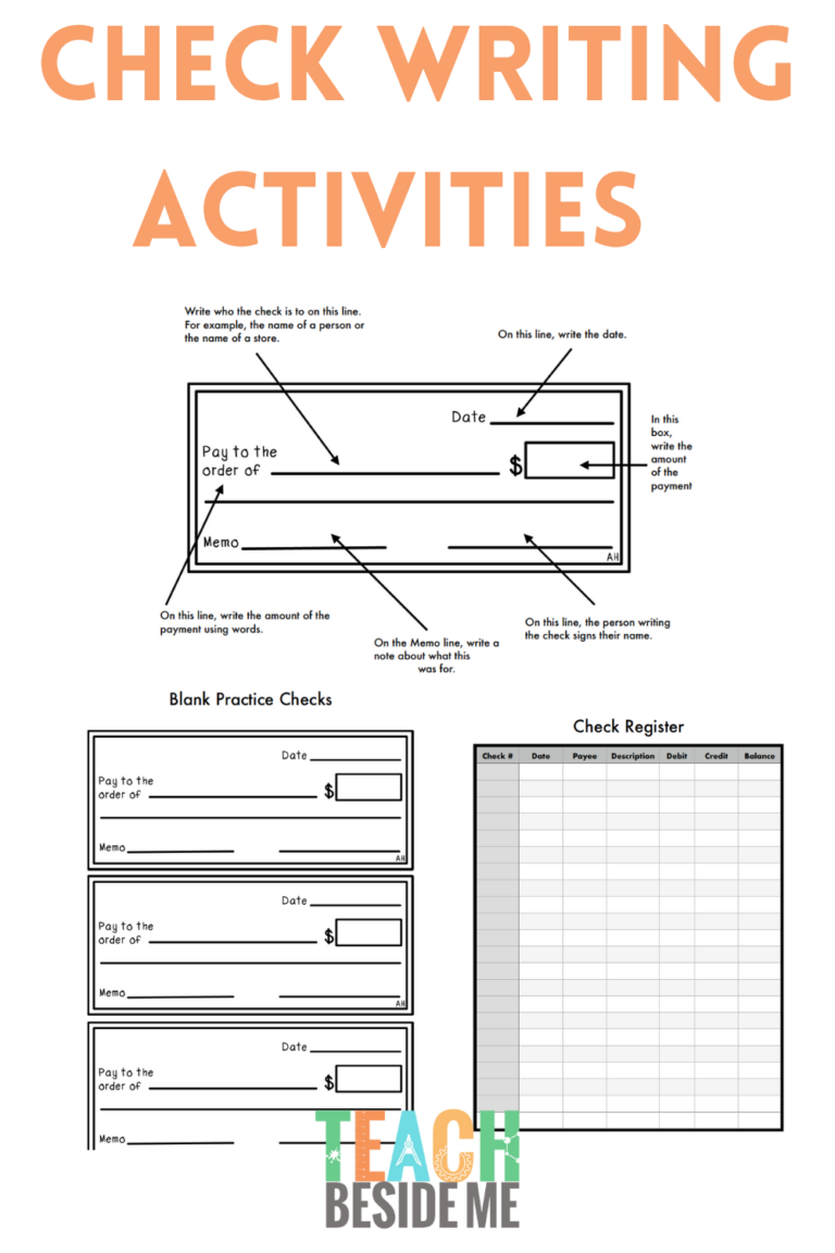 Life Skills Writing A Check Worksheet For Kids Teach Beside Me