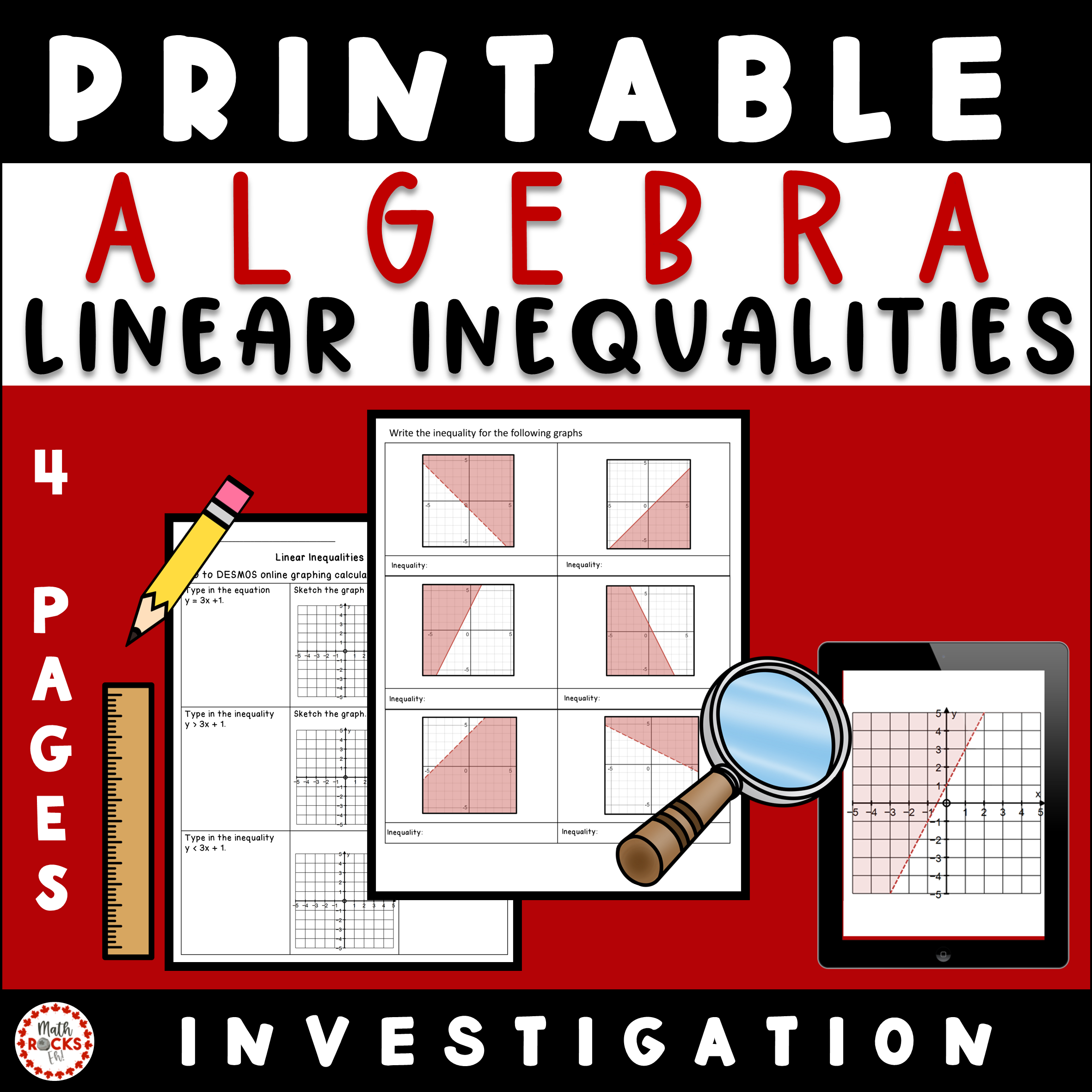 Linear Inequalities By Graphing Investigation Printable Activity Worksheet Made By Teachers