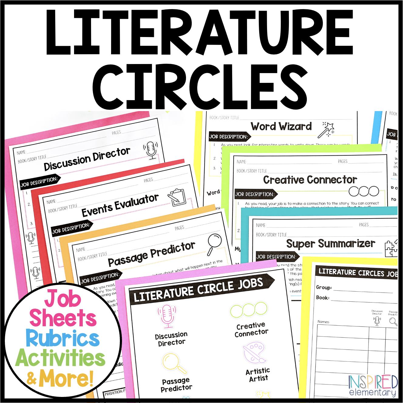 Literature Circles Job Sheets And More Inspired Elementary Literature Circles Job Sheets And More Inspired Elementary