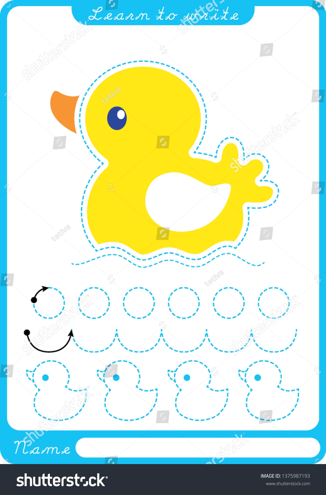 Little Duck Preschool Worksheet Practicing Fine Stock Vector Royalty Free 1375987193 Shutterstock