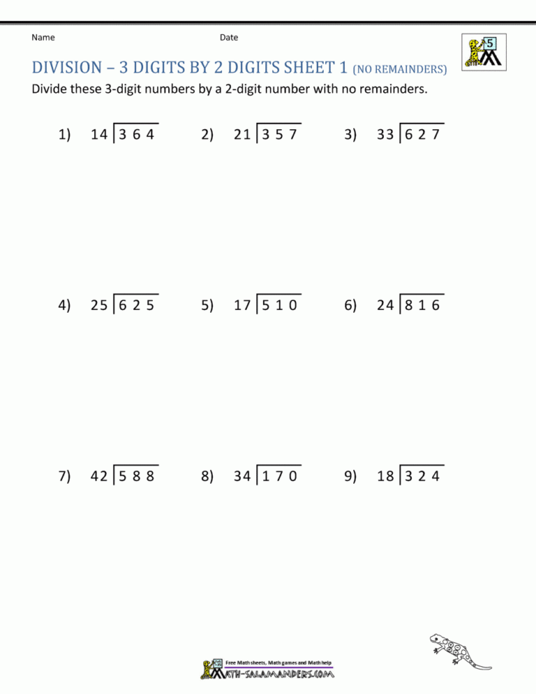 Long Division Worksheets For 5th Grade