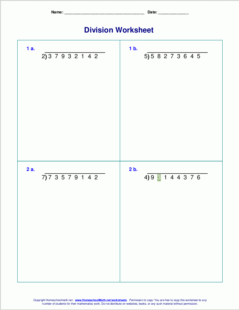 Long Division Worksheets For Grades 4 6