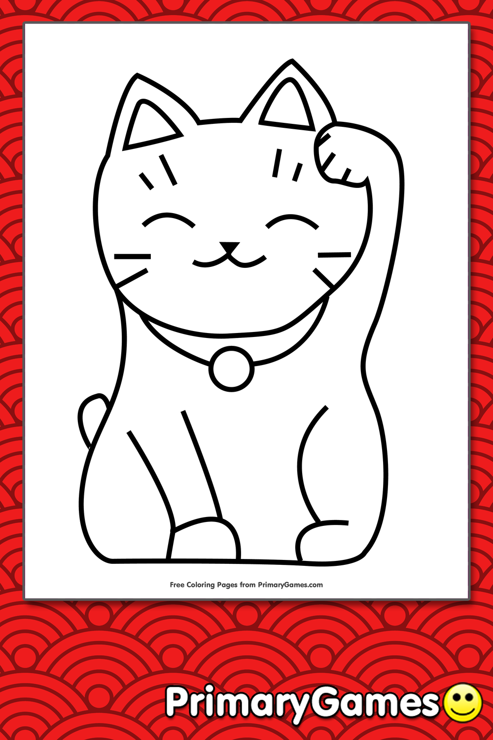 Lucky Cat Coloring Page FREE Printable PDF From PrimaryGames Lucky Cat Coloring Page FREE Printable PDF From PrimaryGames