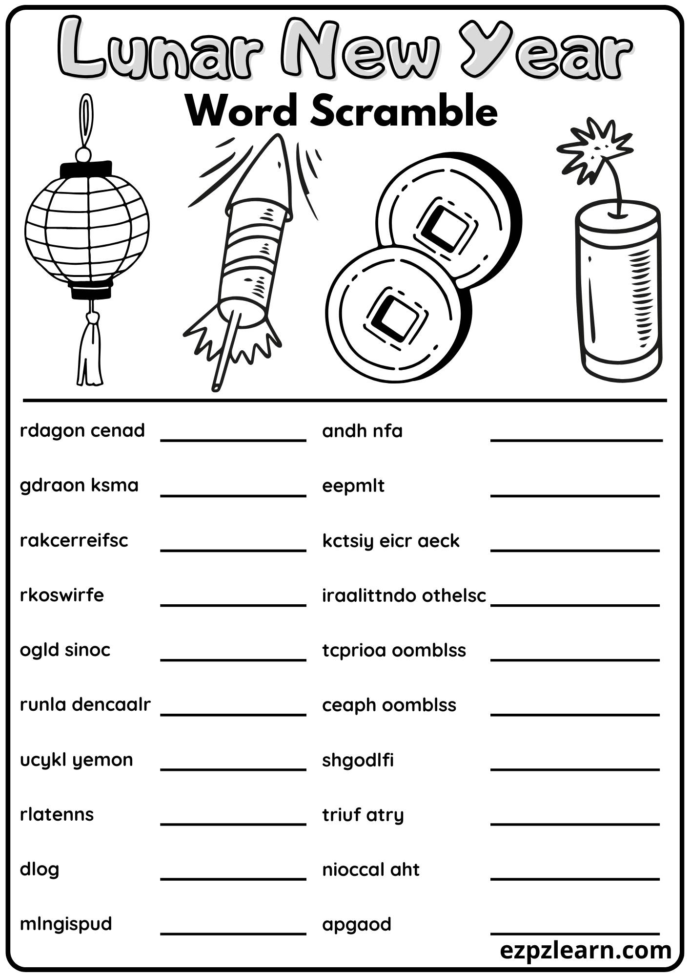 Chinese New Year Free Printable Worksheets Chinese New Year Free Printable Worksheets