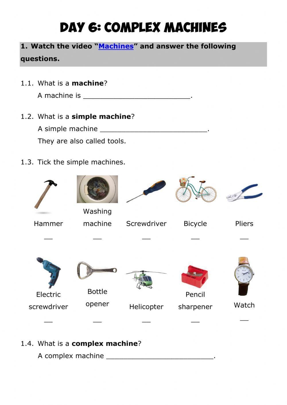 MACHINES 2 Complex Machines Worksheet Live Worksheets Worksheets Library MACHINES 2 Complex Machines Worksheet Live Worksheets Worksheets Library