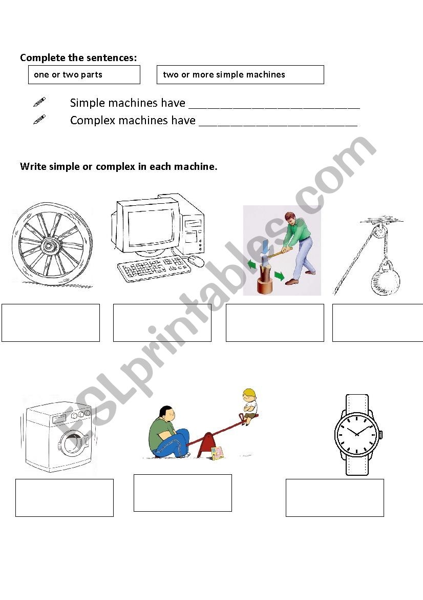 Machines Simple And Complex ESL Worksheet By Mamen298