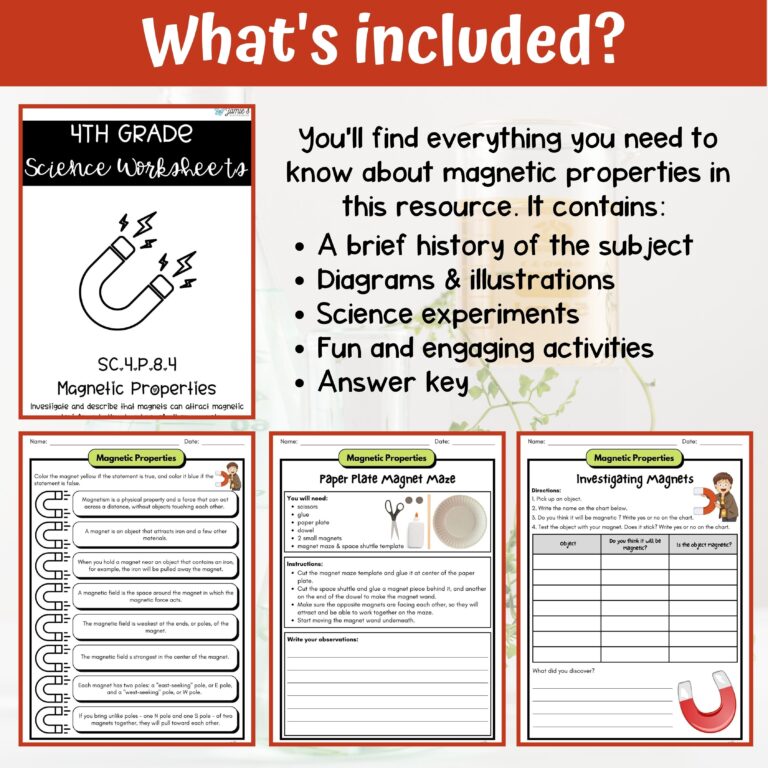 Magnetic Properties Activity U0026 Answer Key 4th Grade Physical 