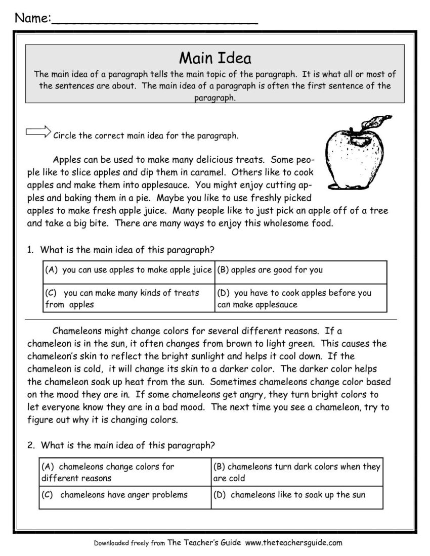 Main Idea Worksheets For Grade 4 5 Worksheets Library