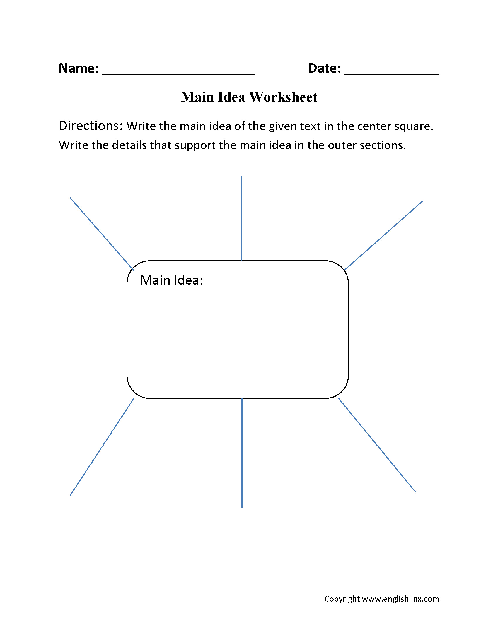Main Idea Worksheets Printable Main Idea Practice Worksheets
