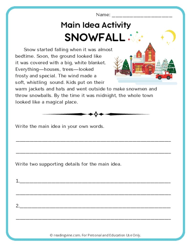 Main Idea Worksheets ReadingVine Worksheets Library