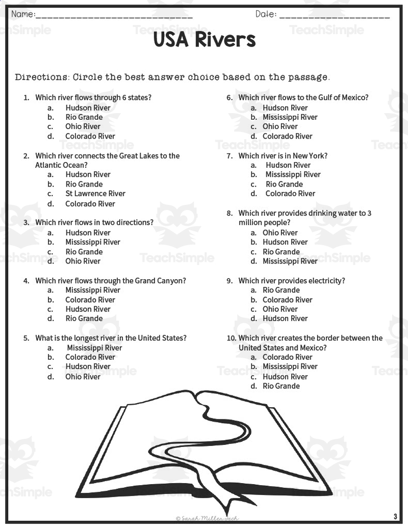Major US Rivers Reading Packet By Teach Simple
