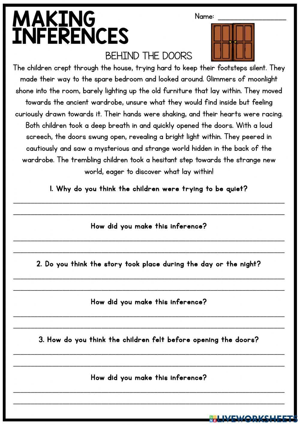 Making Inferences And Drawing Conclusions Interactive Worksheet Worksheets Library