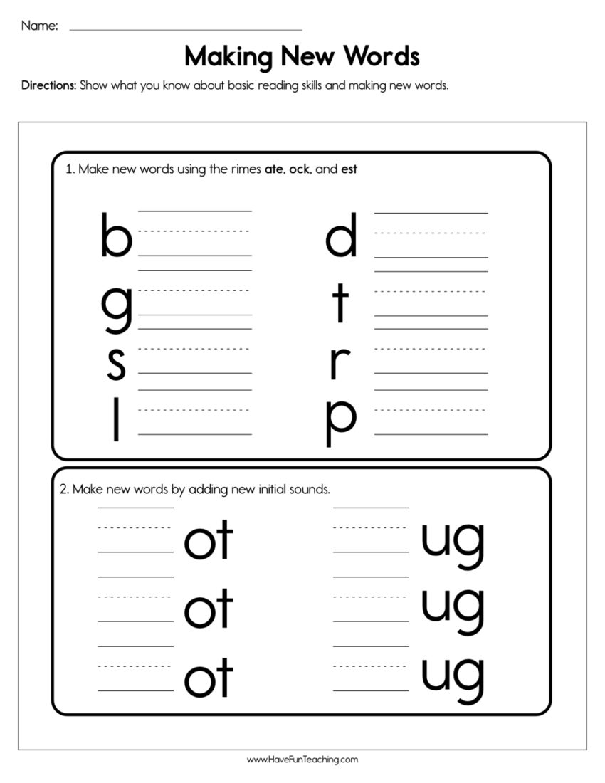 Making New Words Worksheet