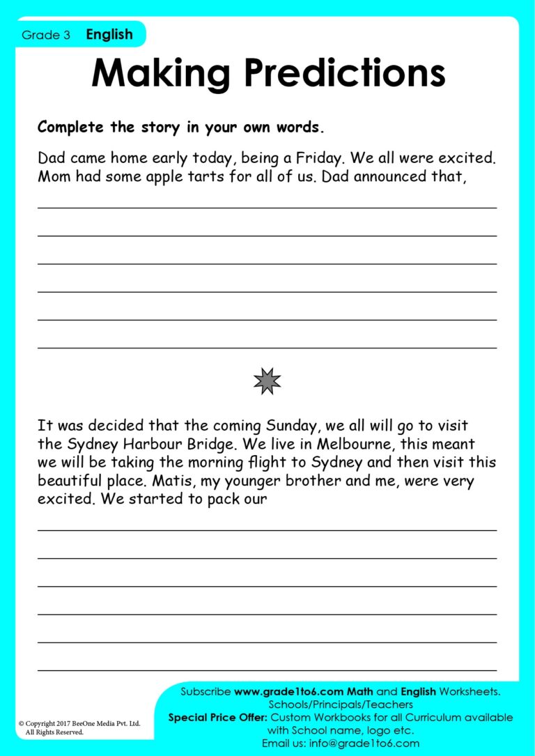 Making Predictions Worksheet Grade1to6 Worksheets Library