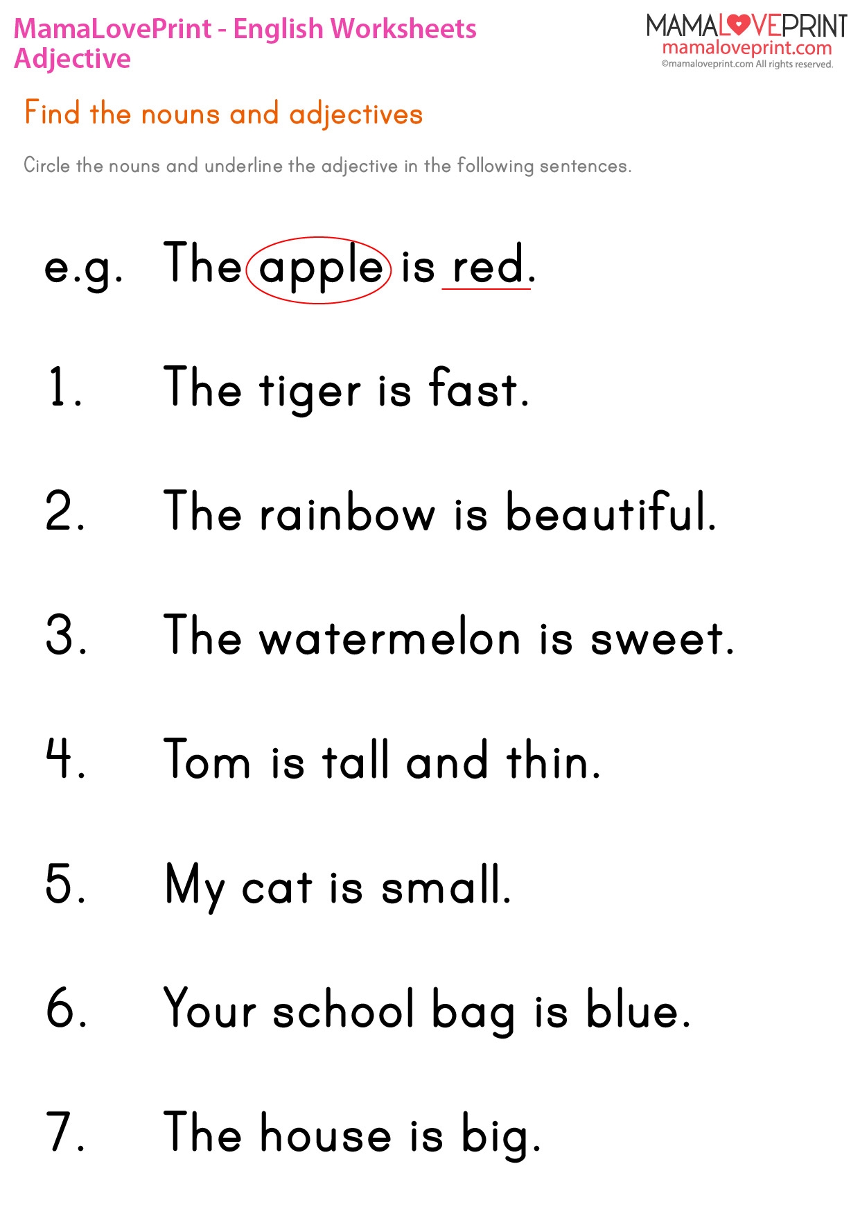 Free Adjective Worksheets For Grade 1 Free Adjective Worksheets For Grade 1