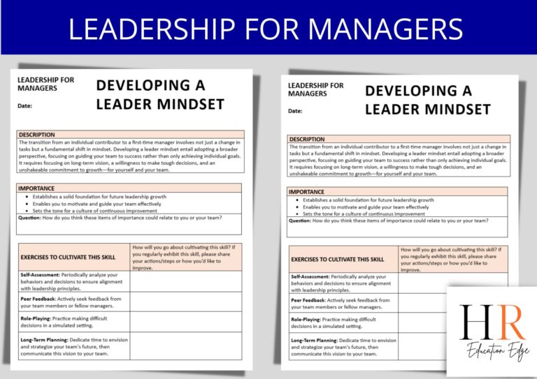 Manager Leadership Worksheet HR Training Template digital Download Etsy