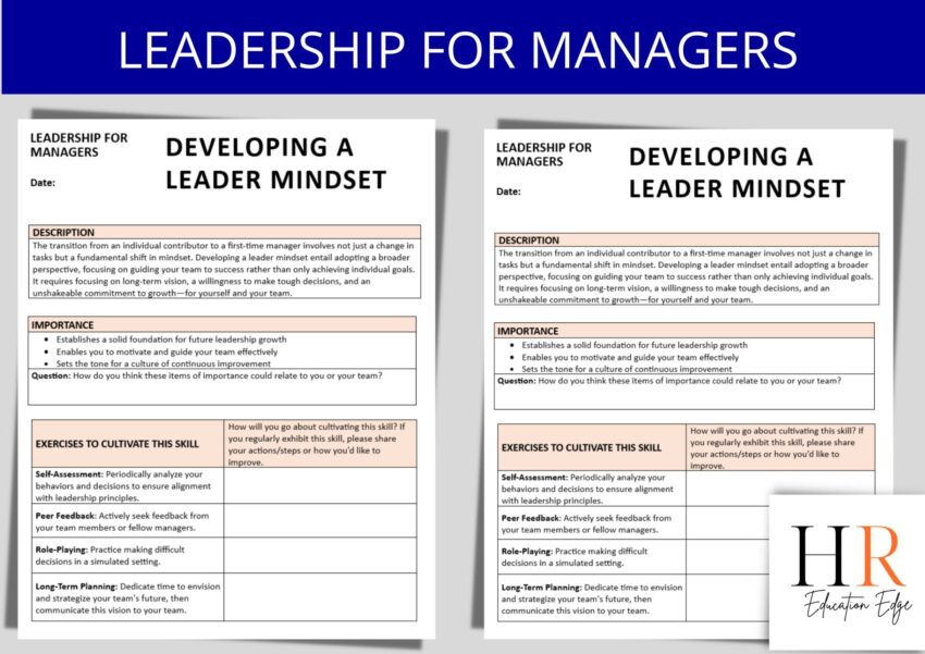 Manager Leadership Worksheet HR Training Template digital Download Etsy