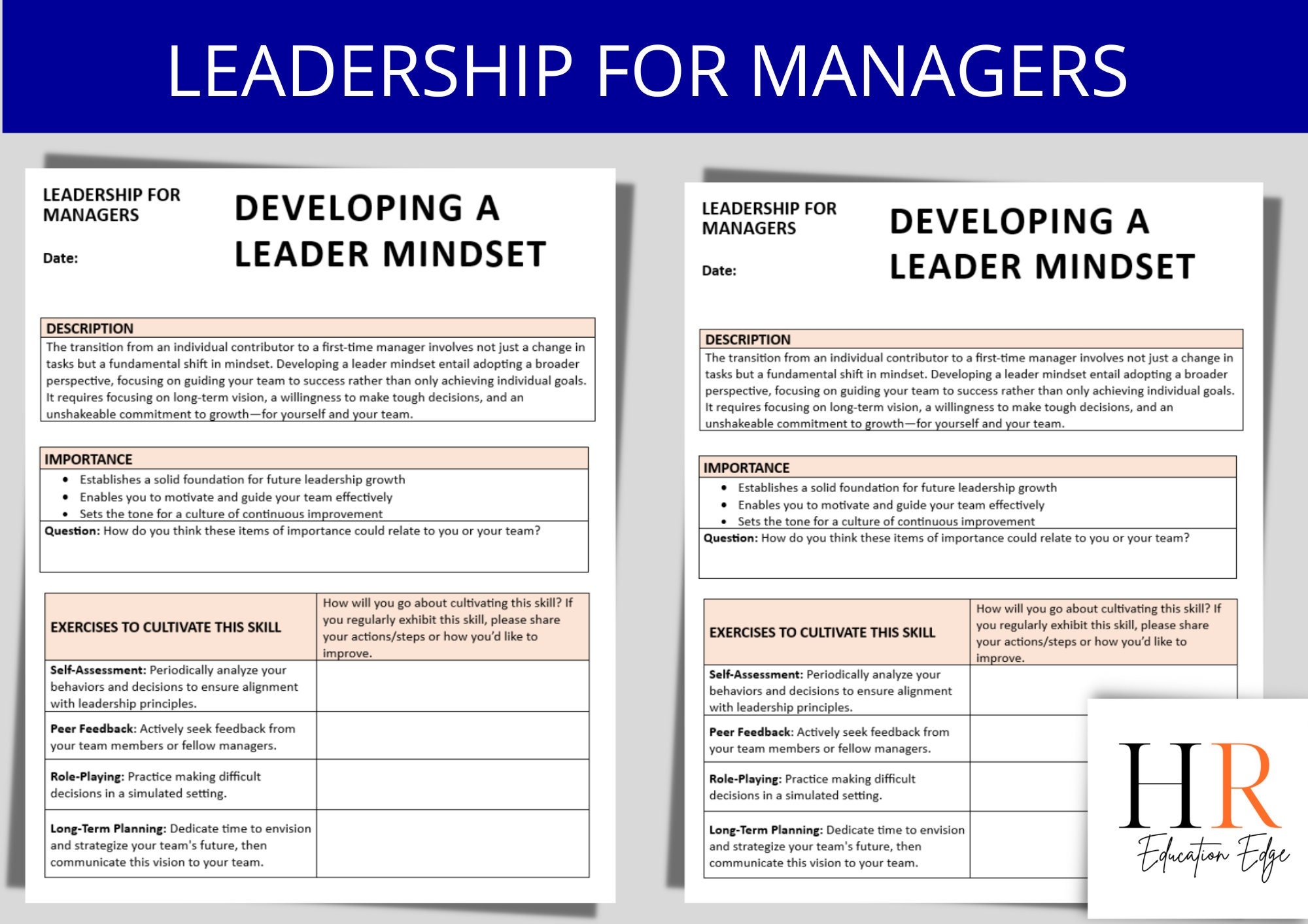 Manager Leadership Worksheet HR Training Template digital Download Etsy